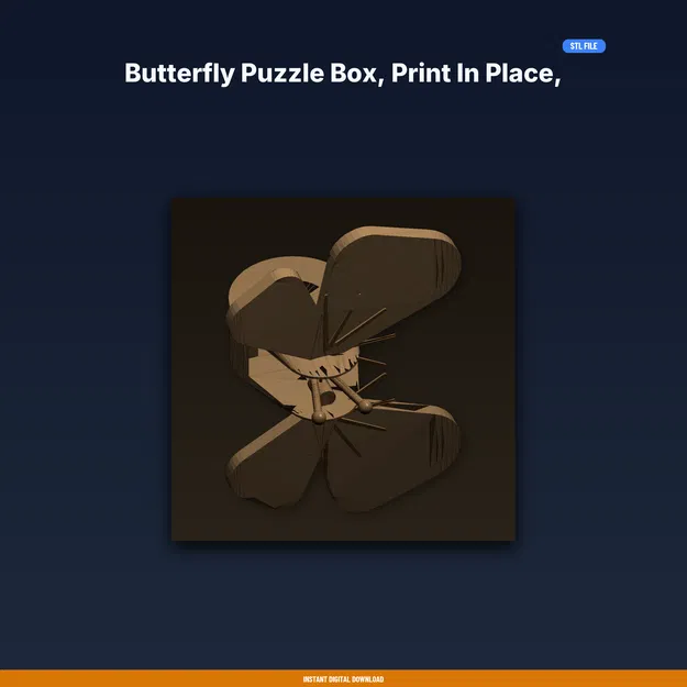 Hộp Giải Đố Hình Bướm Print in Place, Nắp Cánh Xoay, Ngăn Bí Mật (STL) - Image 1