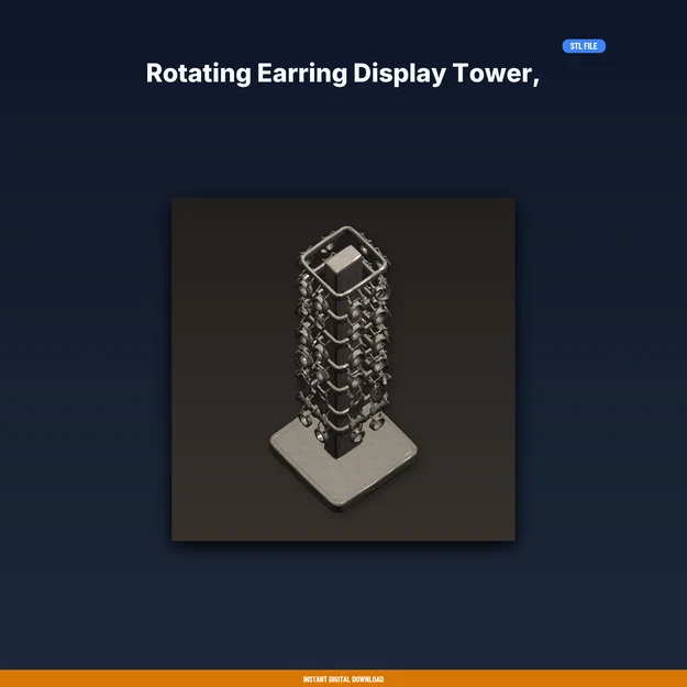 Tháp trưng bày bông tai xoay, kệ xoay chứa 80+ cặp – File STL in 3D - Image 1