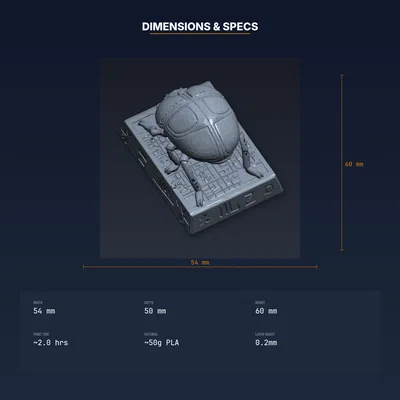 Sacred Scarab Display - File STL in 3D (in được)