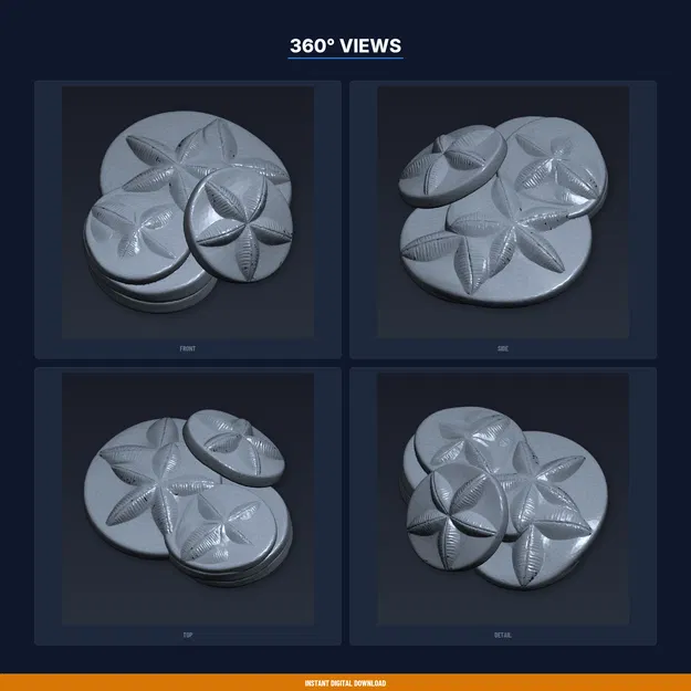 Bộ lót ly Sand Dollar (Sand Dollar Coaster Set) – File STL in 3D - Image 3