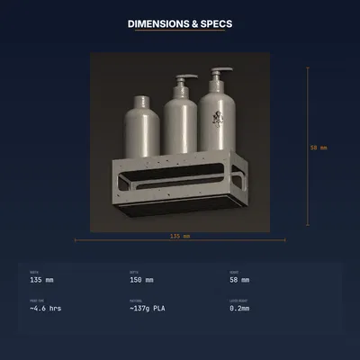 Kệ để chai dầu gội trong phòng tắm, gắn hút/keo – file STL in 3D