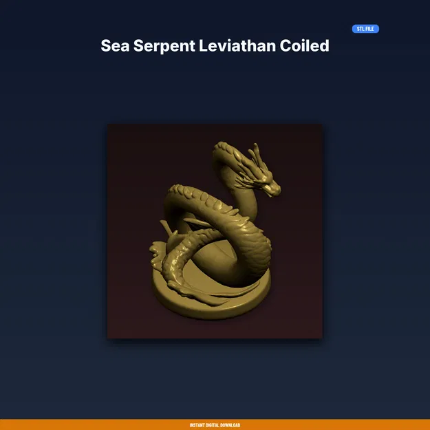 Sea Serpent Leviathan Coiled - File STL 3D Print - Image 1