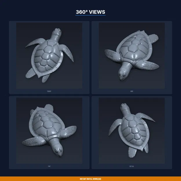 Phù điêu Rùa Biển treo tường – File STL 3D để in - Image 3