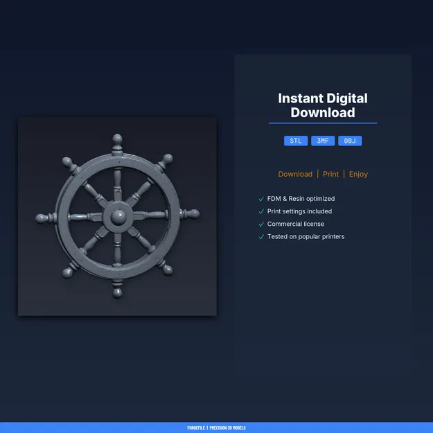 Bánh Lái Tàu Trang Trí Treo Tường – File STL In 3D - Image 2