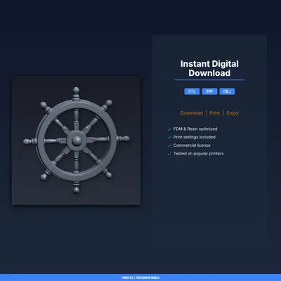 Bánh Lái Tàu Trang Trí Treo Tường – File STL In 3D