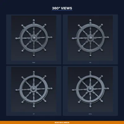 Bánh Lái Tàu Trang Trí Treo Tường – File STL In 3D