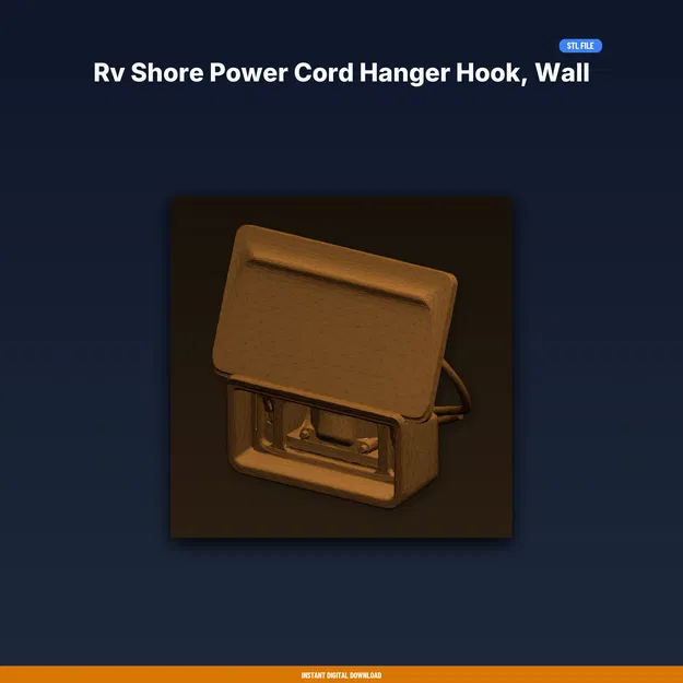 Móc treo dây shore power RV gắn tường, chịu tải nặng – file STL in 3D - Image 1