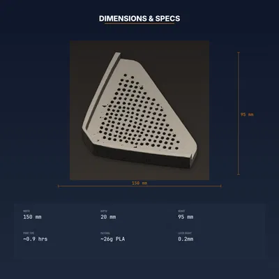 Kệ góc phòng tắm hình tam giác có lỗ thoát nước – File STL in 3D