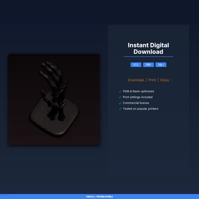 Giá đỡ nhẫn Bàn tay Xương (Skeleton Hand Ring Holder) - File STL in 3D