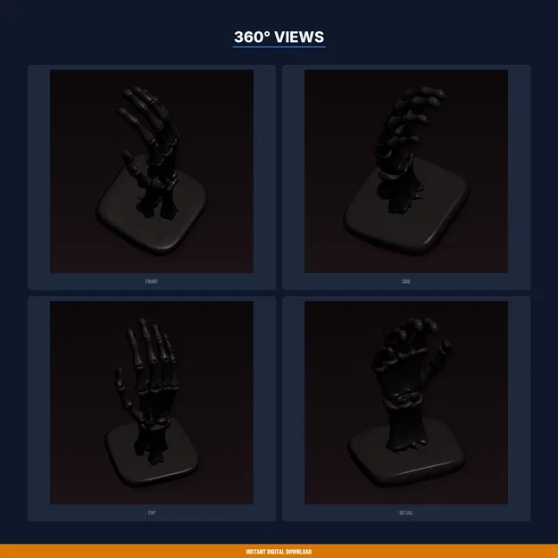 Giá đỡ nhẫn Bàn tay Xương (Skeleton Hand Ring Holder) - File STL in 3D - Image 3