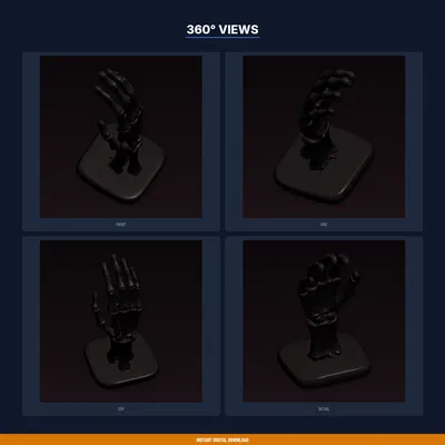 Giá đỡ nhẫn Bàn tay Xương (Skeleton Hand Ring Holder) - File STL in 3D