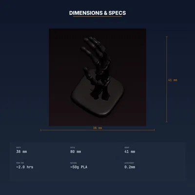 Giá đỡ nhẫn Bàn tay Xương (Skeleton Hand Ring Holder) - File STL in 3D