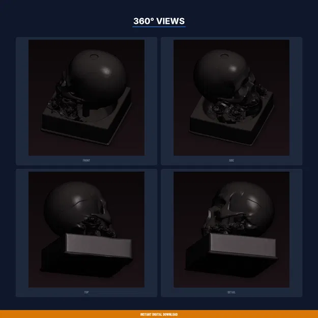 Skull And Roses Incense Burner – File STL 3D Printable - Image 3