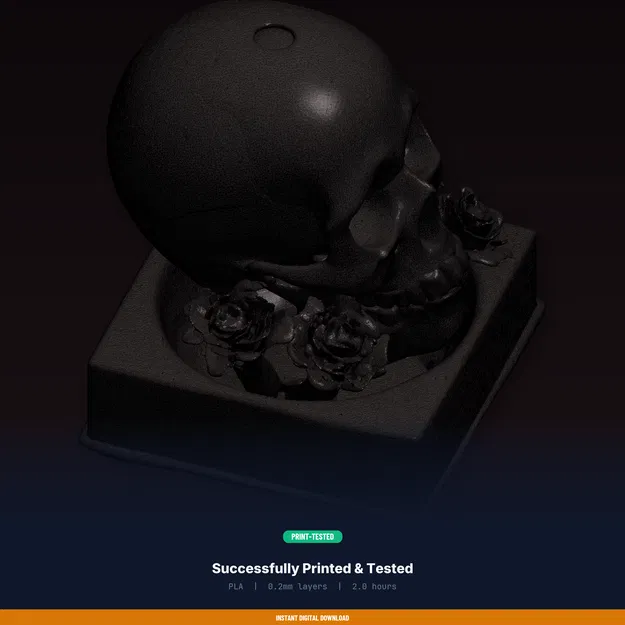 Skull And Roses Incense Burner – File STL 3D Printable - Image 7