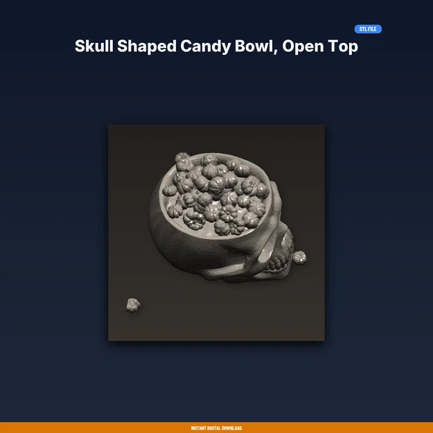 Tô Kẹo Hình Đầu Lâu Mở Nắp – Halloween Candy Dish (File STL 3D) - Image 1