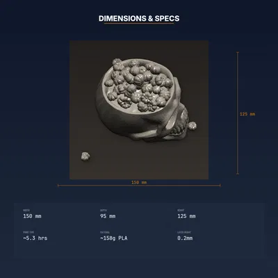 Tô Kẹo Hình Đầu Lâu Mở Nắp – Halloween Candy Dish (File STL 3D)