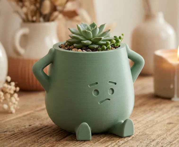 Chậu Cây “Pouty” Mặt Cau Có – Decor Bàn Làm Việc Dễ Thương - Image 1