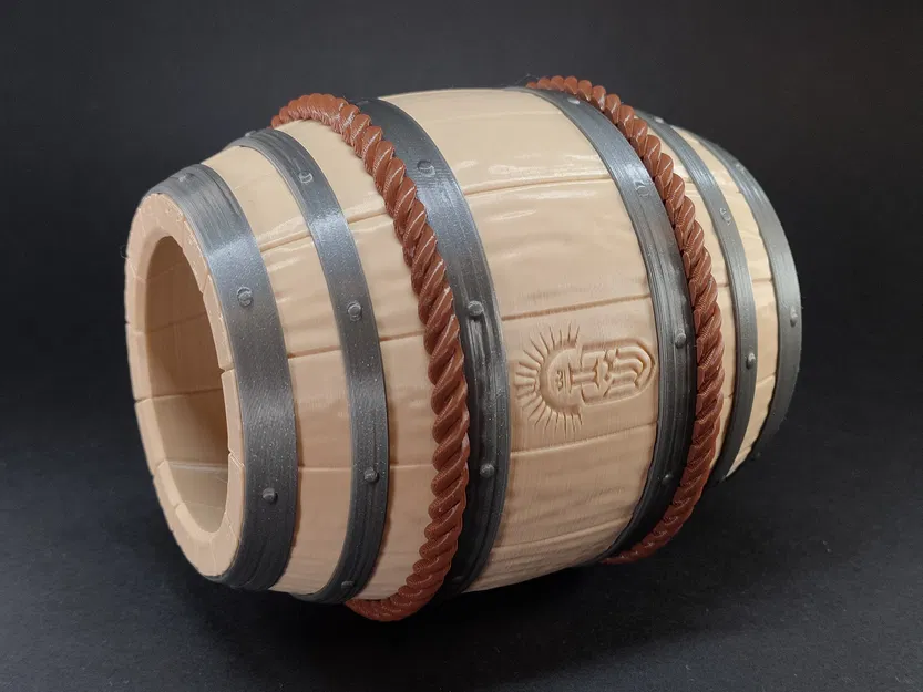 Thùng gỗ cũ kiểu rèn (Forged old wooden barrel) - Image 3