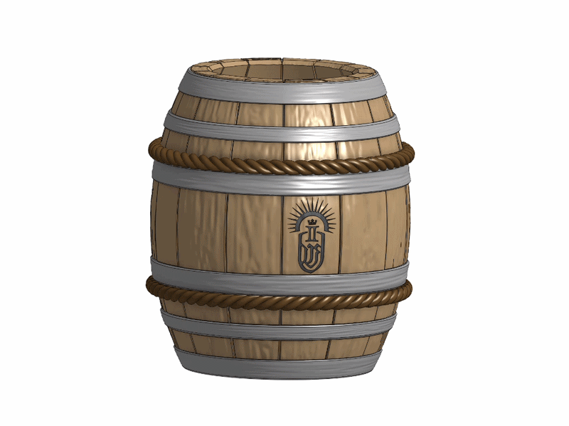 Thùng gỗ cũ kiểu rèn (Forged old wooden barrel) - Thumbnail 4