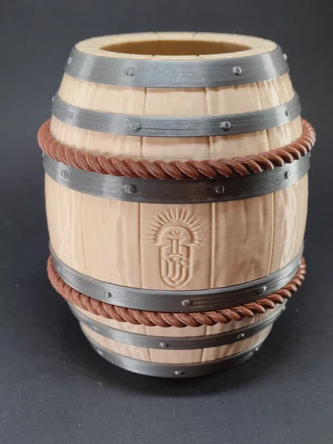 Thùng gỗ cũ kiểu rèn (Forged old wooden barrel) - Image 5