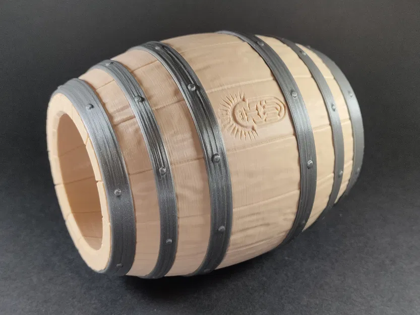 Thùng gỗ cũ kiểu rèn (Forged old wooden barrel) - Image 6