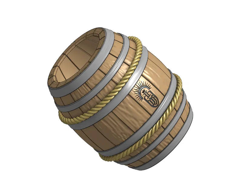 Thùng gỗ cũ kiểu rèn (Forged old wooden barrel) - Image 9