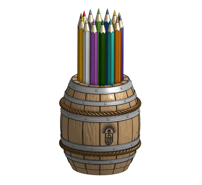 Hộp bút hình thùng gỗ 3D - Đẹp độc lạ, trang trí bàn làm việc - Image 4