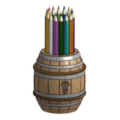 Hộp bút hình thùng gỗ 3D - Đẹp độc lạ, trang trí bàn làm việc