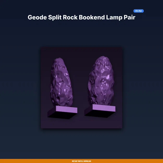 Cặp đèn chặn sách Geode Split Rock – File STL 3D in được - Image 1
