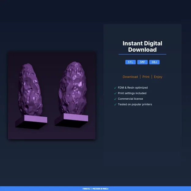 Cặp đèn chặn sách Geode Split Rock – File STL 3D in được - Image 2