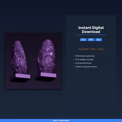 Cặp đèn chặn sách Geode Split Rock – File STL 3D in được