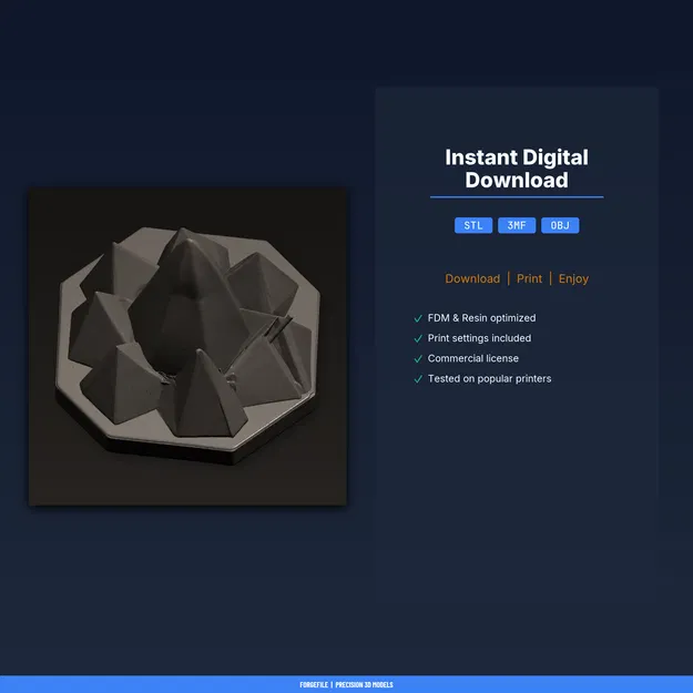 Kệ cắm bút Núi Hình Học (Geometric Mountain) - File STL in 3D - Image 2
