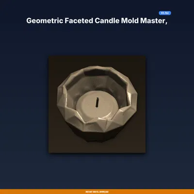 Khuôn nến faceted hình kim cương low poly – STL in 3D