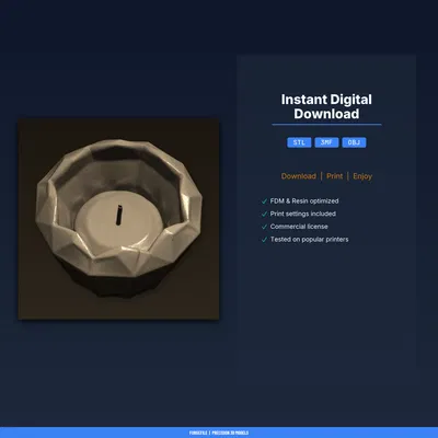 Khuôn nến faceted hình kim cương low poly – STL in 3D