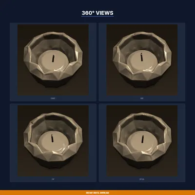 Khuôn nến faceted hình kim cương low poly – STL in 3D