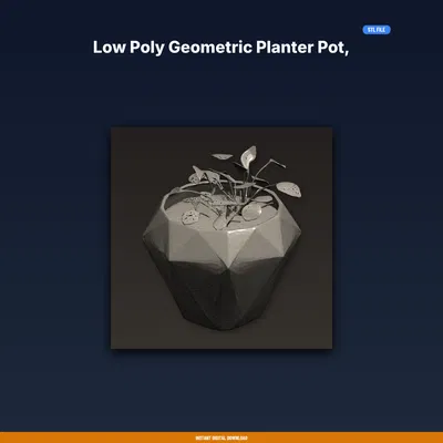 Chậu cây Low Poly hình kim cương đa diện có lỗ thoát nước – file STL in 3D