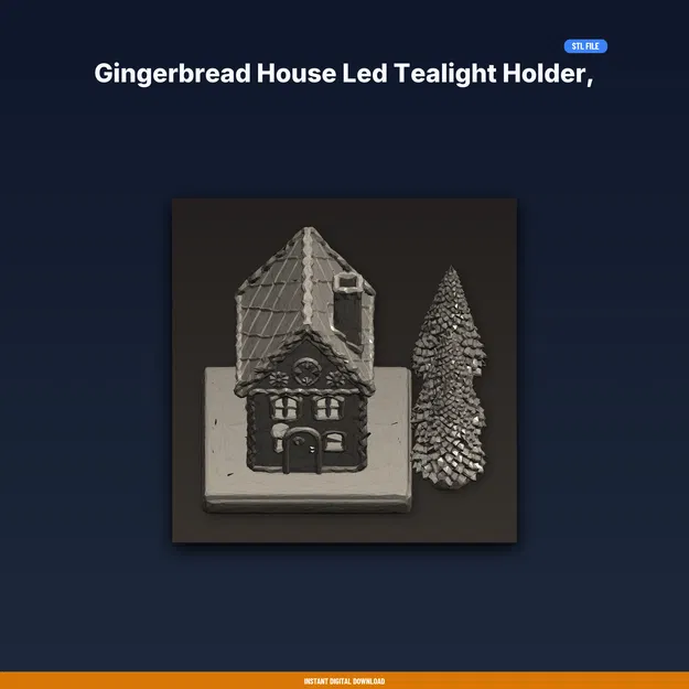 Nhà Bánh Gừng LED Tealight Holder chi tiết kem phủ Noel (STL in 3D) - Image 1