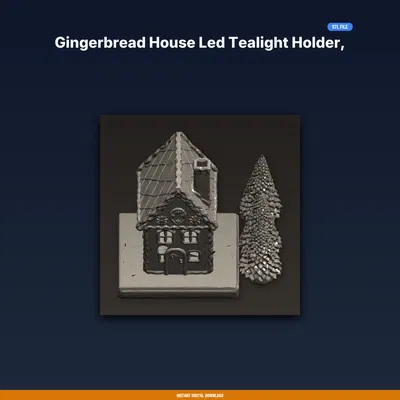 Nhà Bánh Gừng LED Tealight Holder chi tiết kem phủ Noel (STL in 3D)