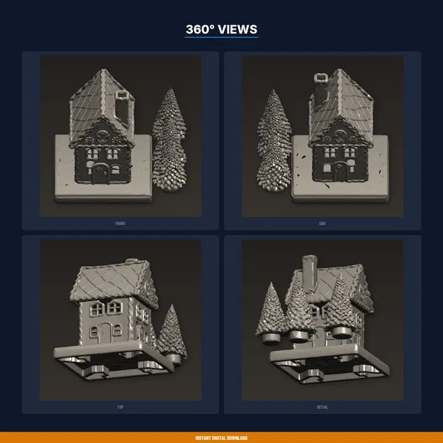 Nhà Bánh Gừng LED Tealight Holder chi tiết kem phủ Noel (STL in 3D) - Image 3