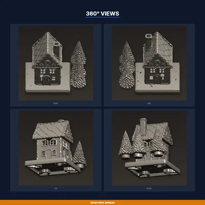 Nhà Bánh Gừng LED Tealight Holder chi tiết kem phủ Noel (STL in 3D)