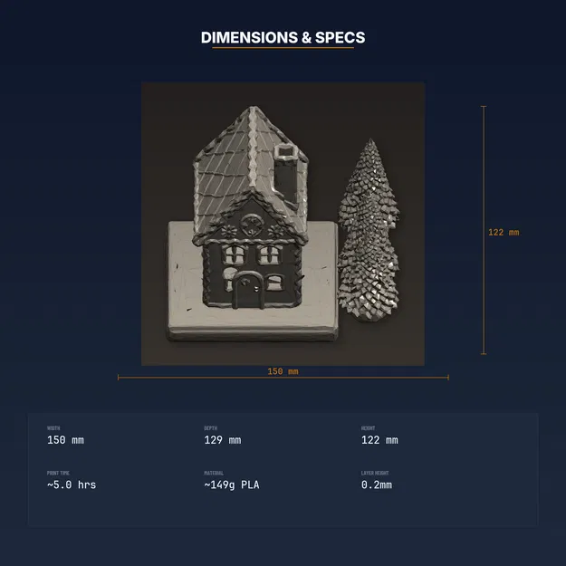 Nhà Bánh Gừng LED Tealight Holder chi tiết kem phủ Noel (STL in 3D) - Image 4