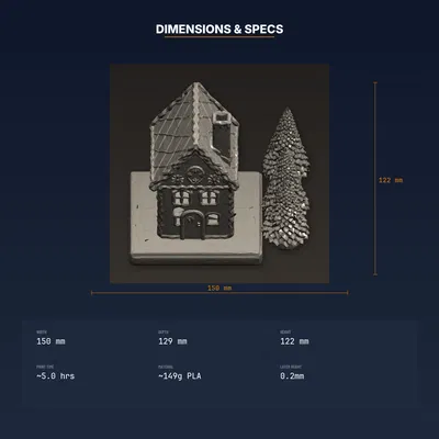 Nhà Bánh Gừng LED Tealight Holder chi tiết kem phủ Noel (STL in 3D)