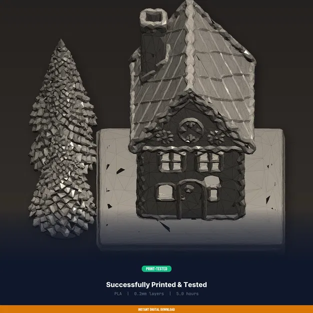 Nhà Bánh Gừng LED Tealight Holder chi tiết kem phủ Noel (STL in 3D) - Image 8