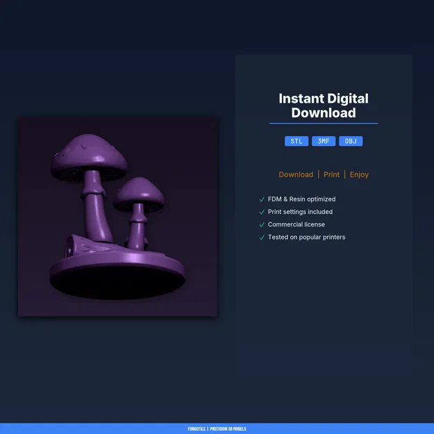 Đèn ngủ Cụm Nấm Phát Sáng – File STL 3D in được - Image 2