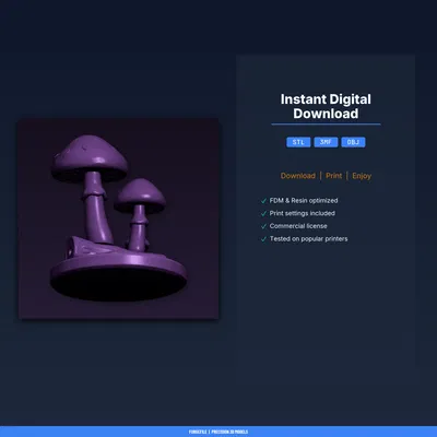 Đèn ngủ Cụm Nấm Phát Sáng – File STL 3D in được