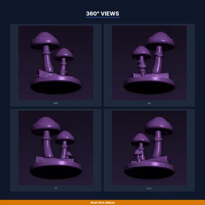 Đèn ngủ Cụm Nấm Phát Sáng – File STL 3D in được