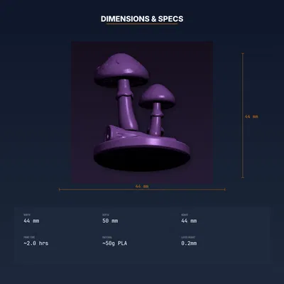 Đèn ngủ Cụm Nấm Phát Sáng – File STL 3D in được