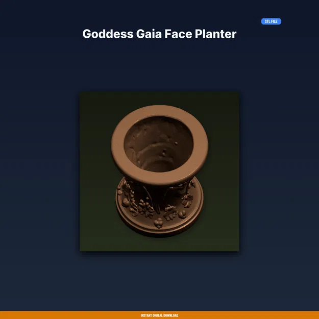 Chậu Mặt Nữ Thần Gaia (Goddess Gaia Face Planter) - File STL In 3D - Image 1