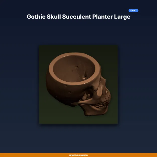 Chậu Sen Đá Đầu Lâu Gothic Cỡ Lớn - File STL In 3D - Image 1