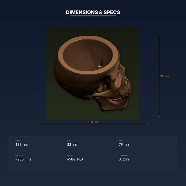 Chậu Sen Đá Đầu Lâu Gothic Cỡ Lớn - File STL In 3D - Image 4